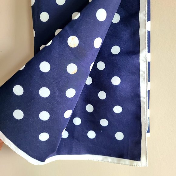 Monique Martin blue and white polka dot scarf. - Picture 3 of 8